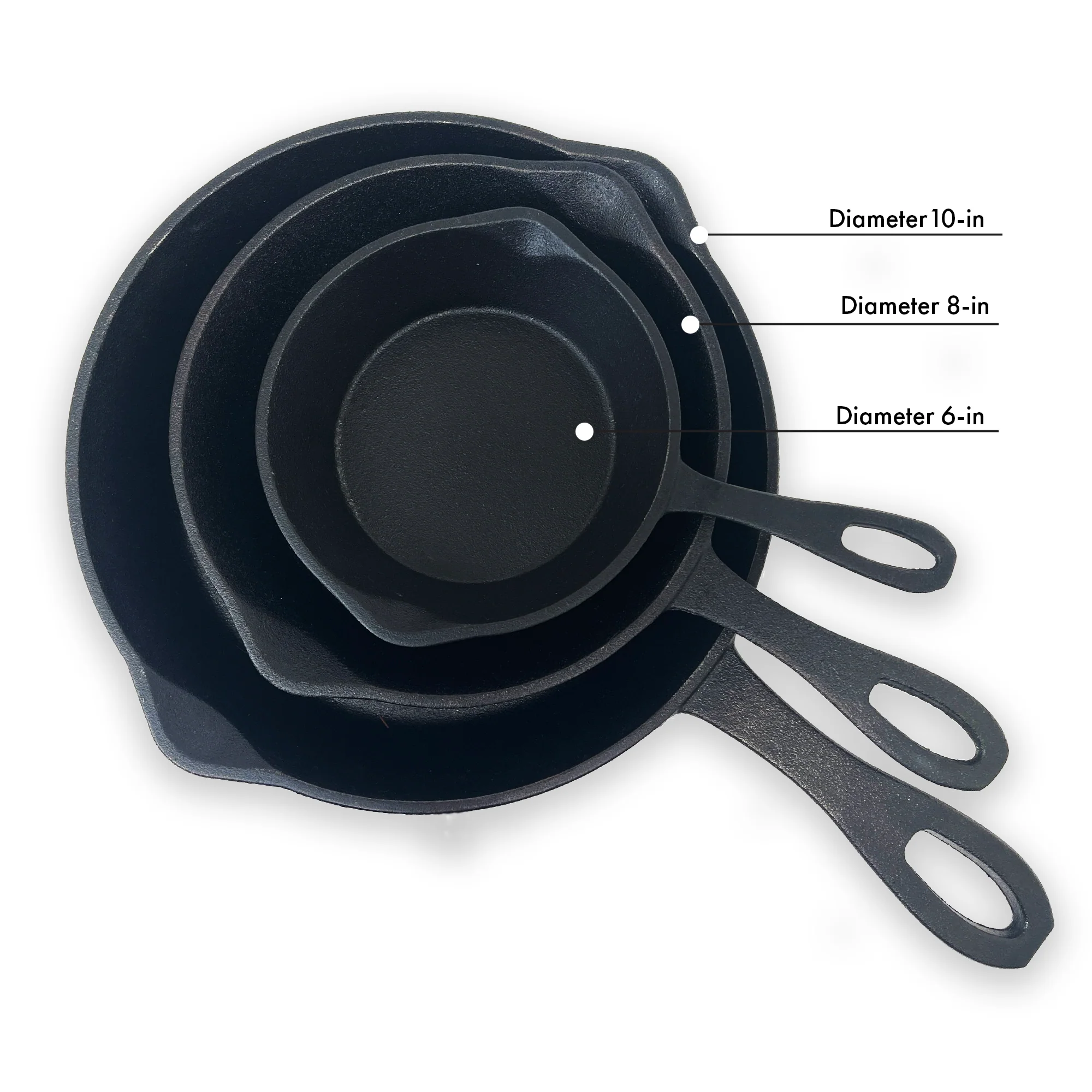 6-in, 8-in, and 10-in Cast Iron Skillet Set - Image 4