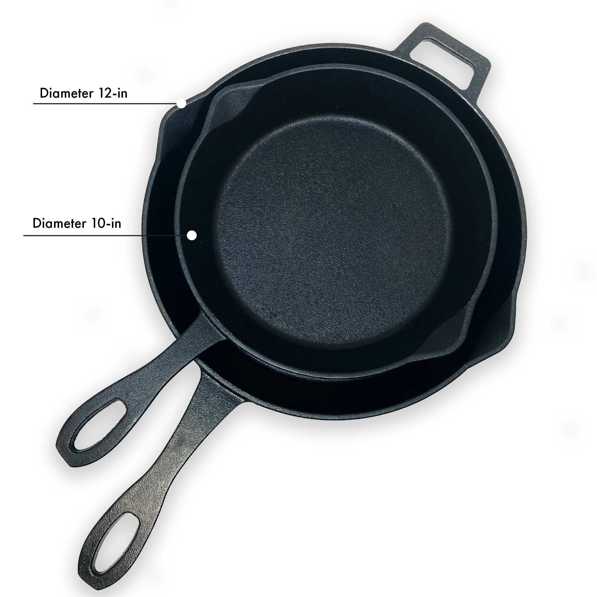 10-in and 12-in Cast Iron Skillet Set - Image 3